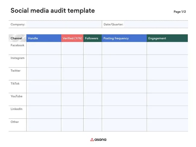 screenshot of asana’s social media template